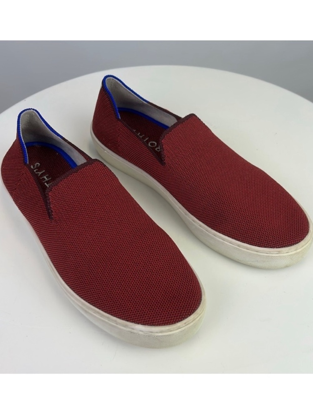 Rothy's The Slip On Garnet Red Knit Fabric Low Top Sneakers Women's US